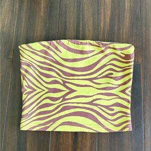 Meshki yellow and brown zebra print tube top